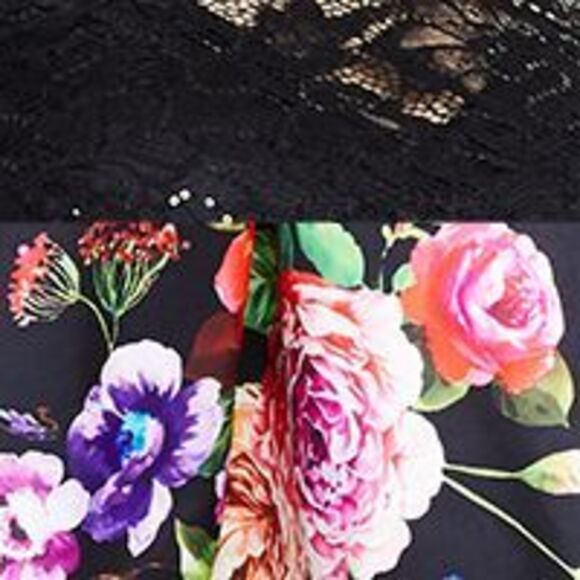 NWT B DARLIN Womens Black Floral A-Line Formal Skirt Size: 7\8 - Picture 4 of 5